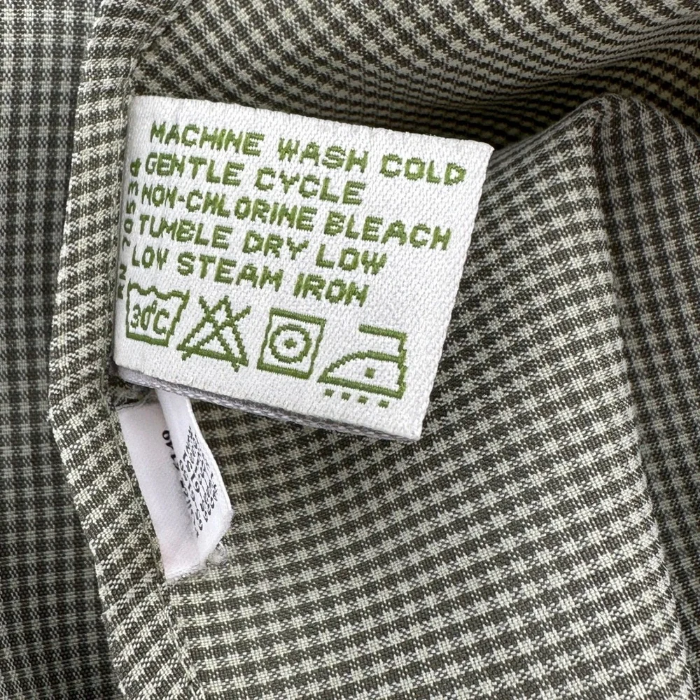 ORVIS Shirt Mens XL Button Down Long Sleeve Green Gingham‎ Poly/Lyocell Blend